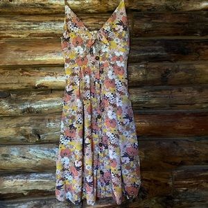 ModCloth Floral Tie Front Cutout Midi Dress